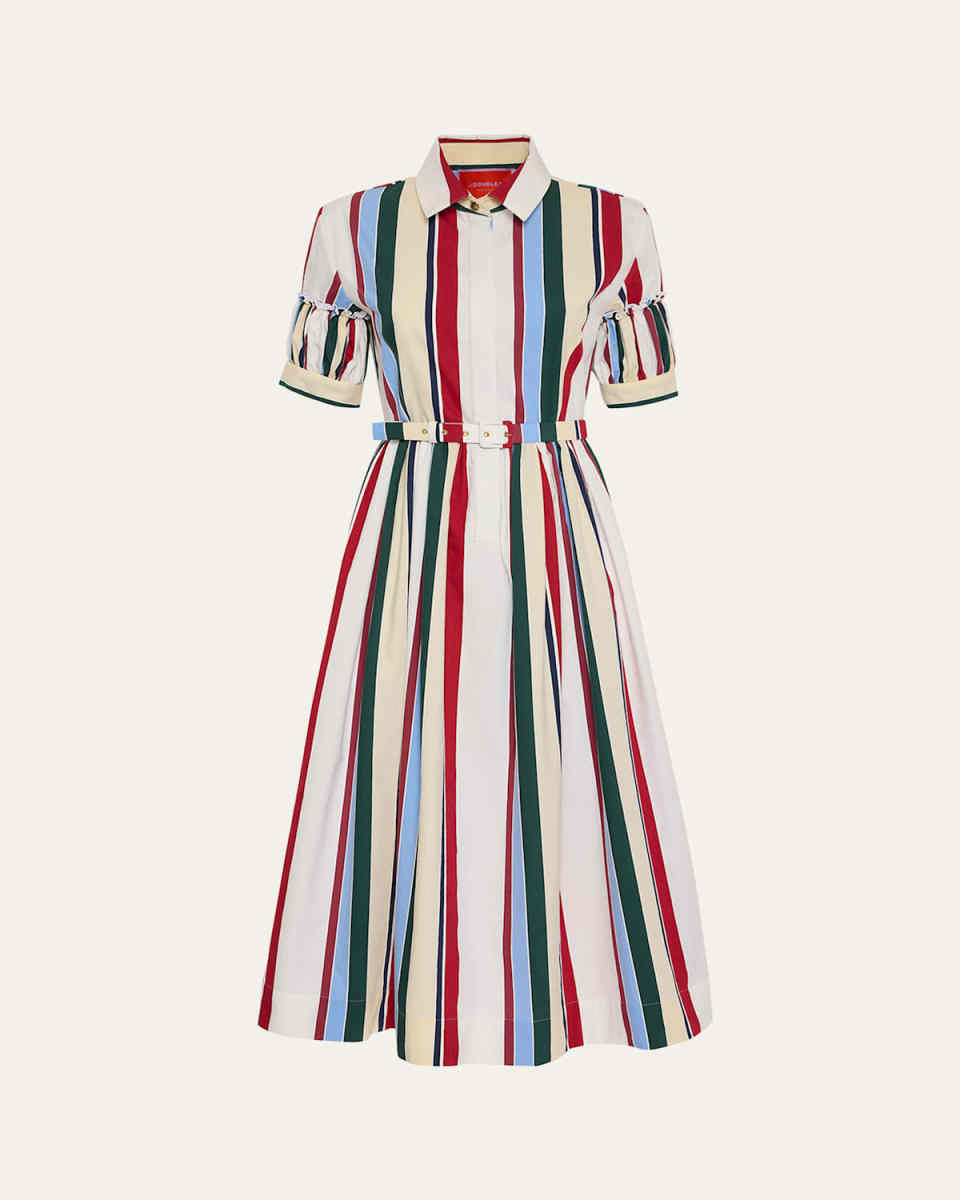 Striped Belted Midi Dress